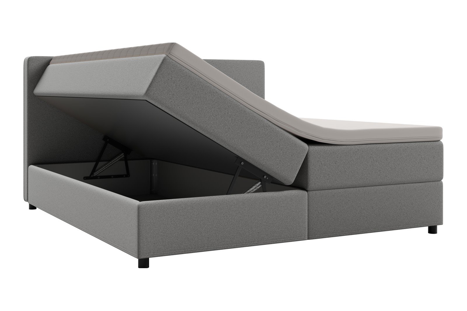 Premium 10 oppbevaringsseng 140x200 cm Magasinseng med oppbevaring, åpnes fra siden. I tekstil terranova 4 beige, med medium/fast fasthetsgrad og premium 10 overmadrass,sorte ben. Sengegavl selges separat.