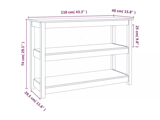Table console Gris 110x40x74 cm Bois massif de pin