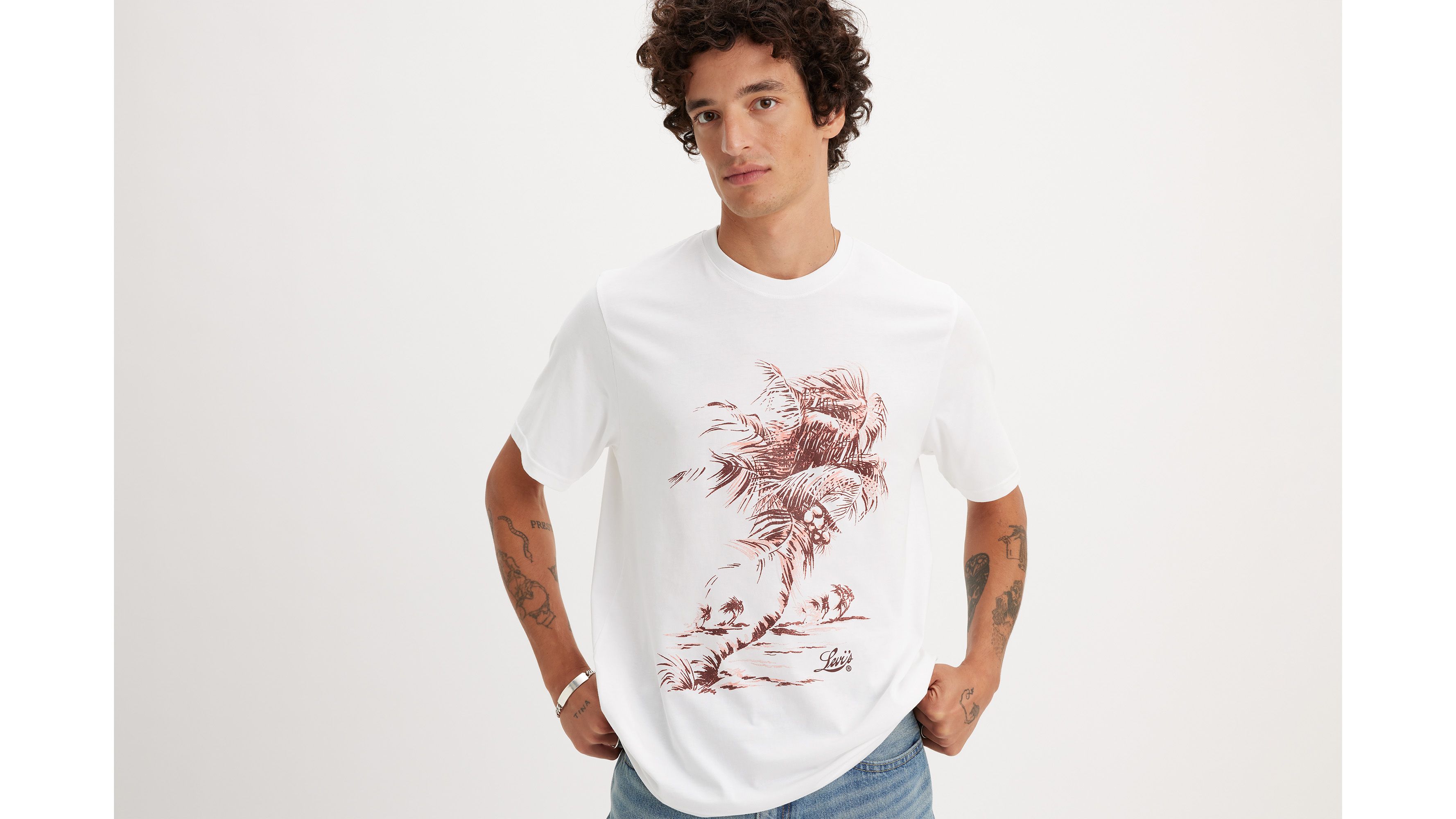 T-shirt graphique Relaxed - Brin Palm Tree White+ - Blanc