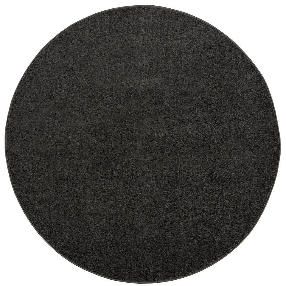 Uni Rond Effen Laagpolig Vloerkleed Modern Donker Grijs - 240 CM ROND