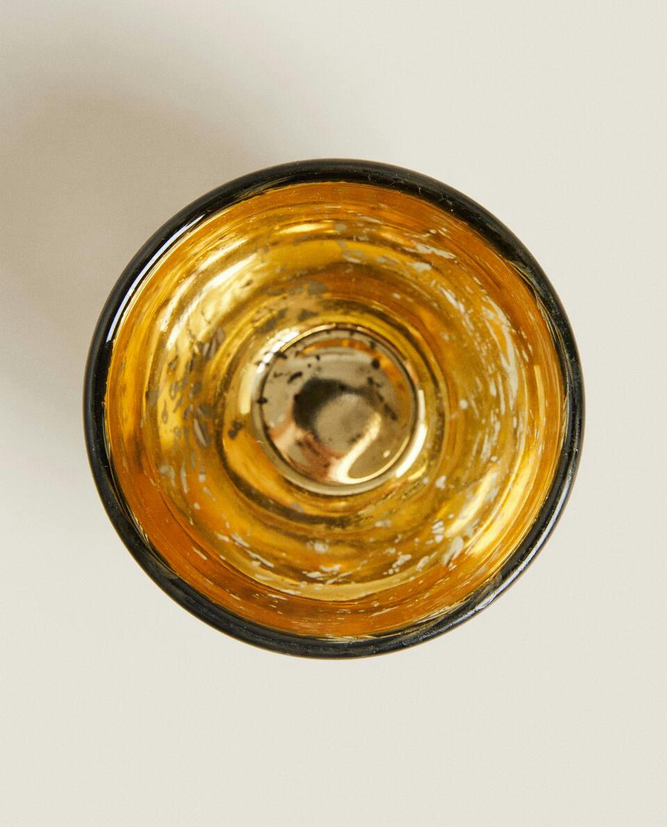Porta-velas pequeno de vidro mercurizado para o Natal