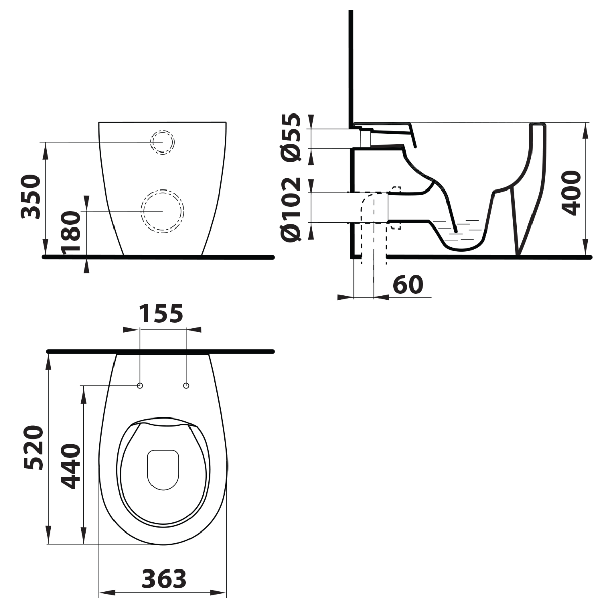 Isvea Sentimenti staande toiletpot randloos 52x36cm mintgroen