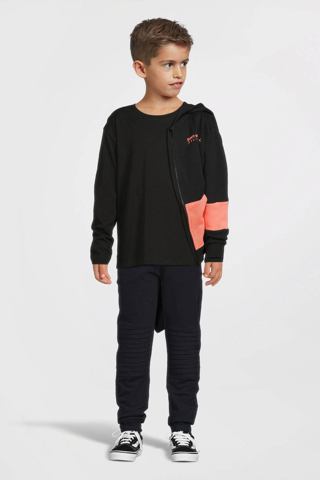 NAME IT sweatvest NKMNOKAS zwart/koraaloranje