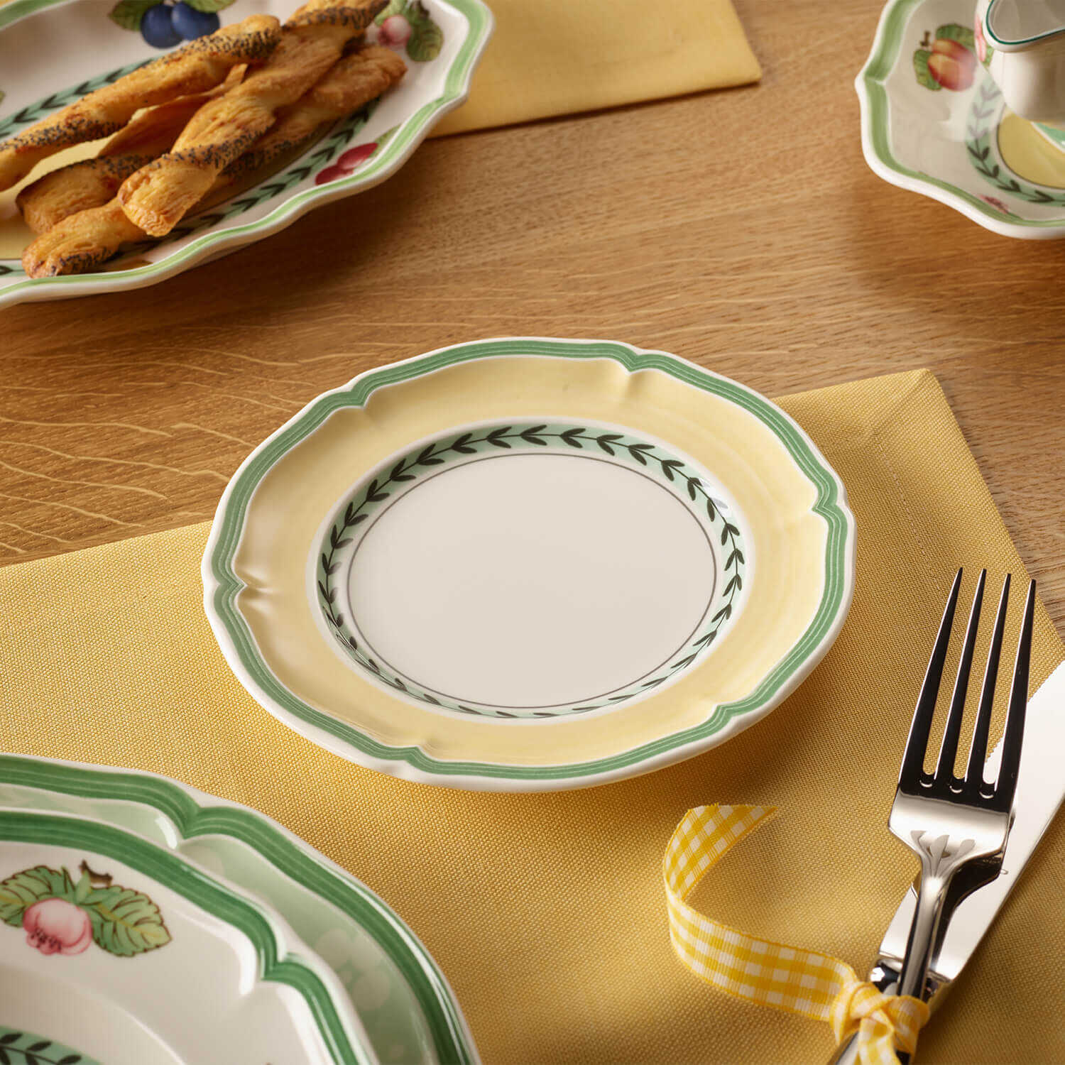 French Garden Bread plate Multi-colored, 6.9'', Premium Porcelain