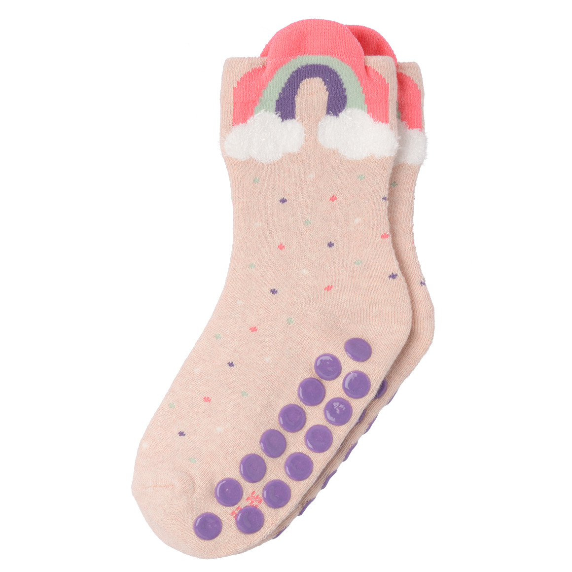 Topolino 2 Paar Mädchen Stoppersocken mit Frottee helllila / beige