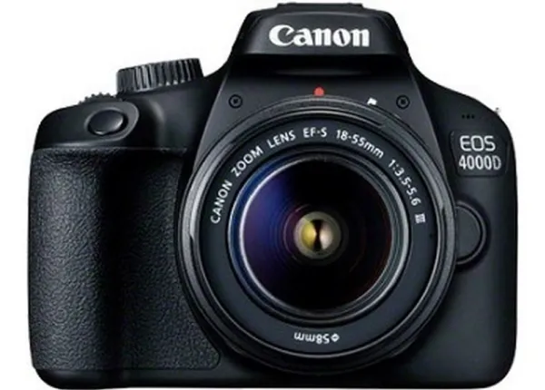 Canon EOS 4000D - Digitalkamera - SLR - 18.0 MP - APS-C - 1080p / 30 fps - 3x optisk zoom EF-S 18-55 mm DC III objektiv - Wi-Fi - sort