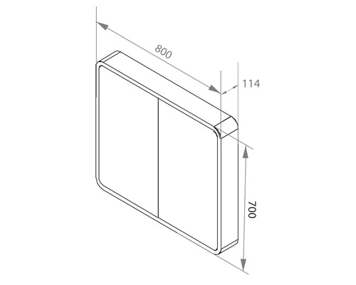 Focco Mia spiegelkast, 80 x 70 x 11,5 cm, matgrijs, LED, IP44