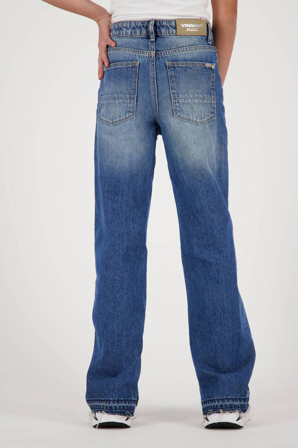 Vingino loose fit jeans Cato met slijtage blue vintage