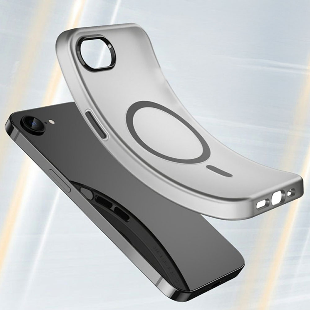 iPhone 16e MagSafe Hybrid Hülle TPU Bumper Slim Design Matt - Schwarz / Transparent