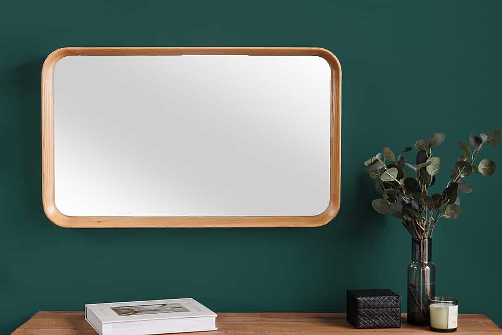 Moderner Wandspiegel AMSTERDAM 80cm natur Eiche Massivholz handmade