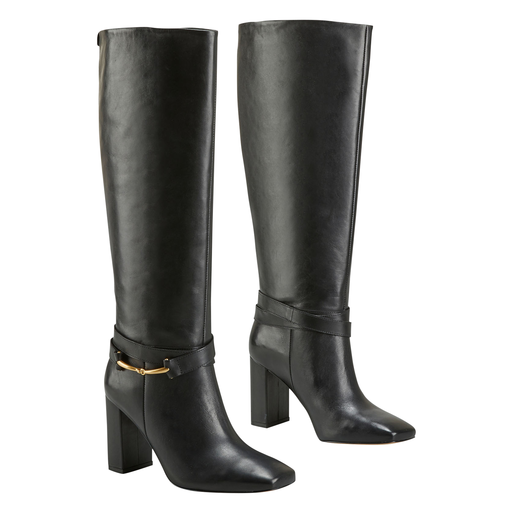 RABYNA - Bottes à talon en cuir| Noir