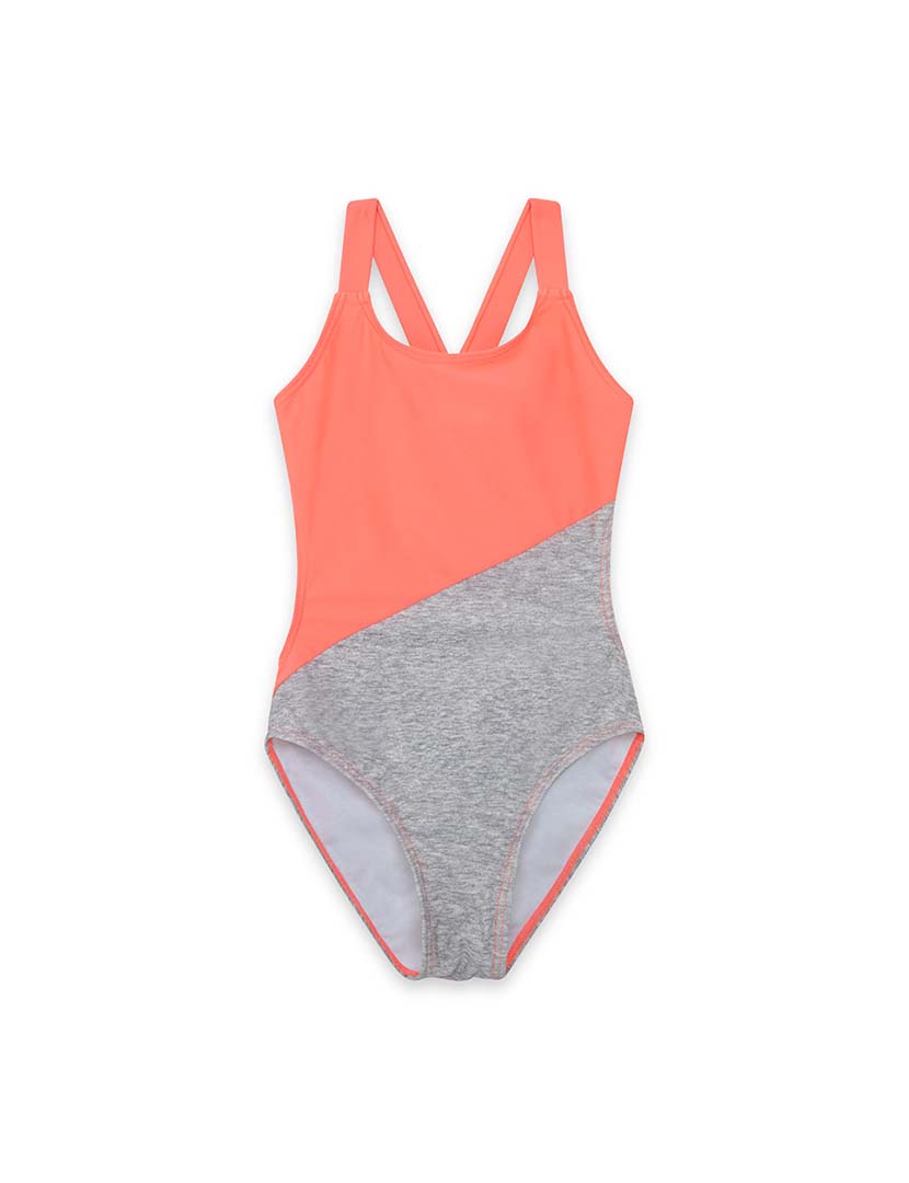 Girls' Swimsuit Orange and Grey