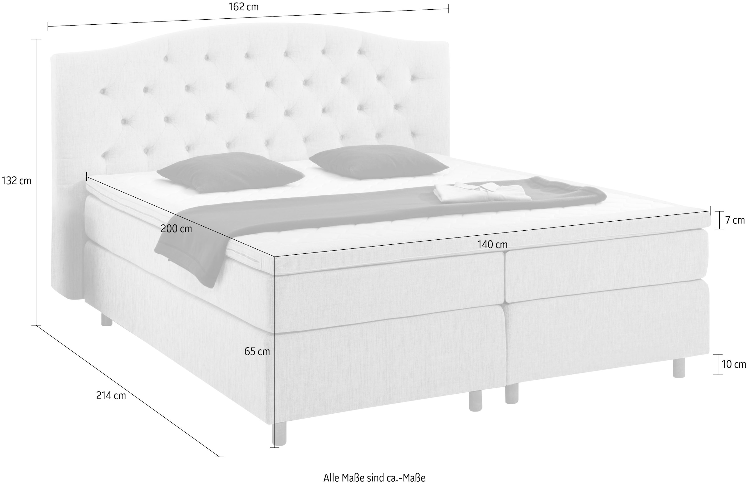 Home affaire Boxspringbett »Claire« mit Vollmassiv-Unterbox, incl. Topper, verschiedene Härtegrade