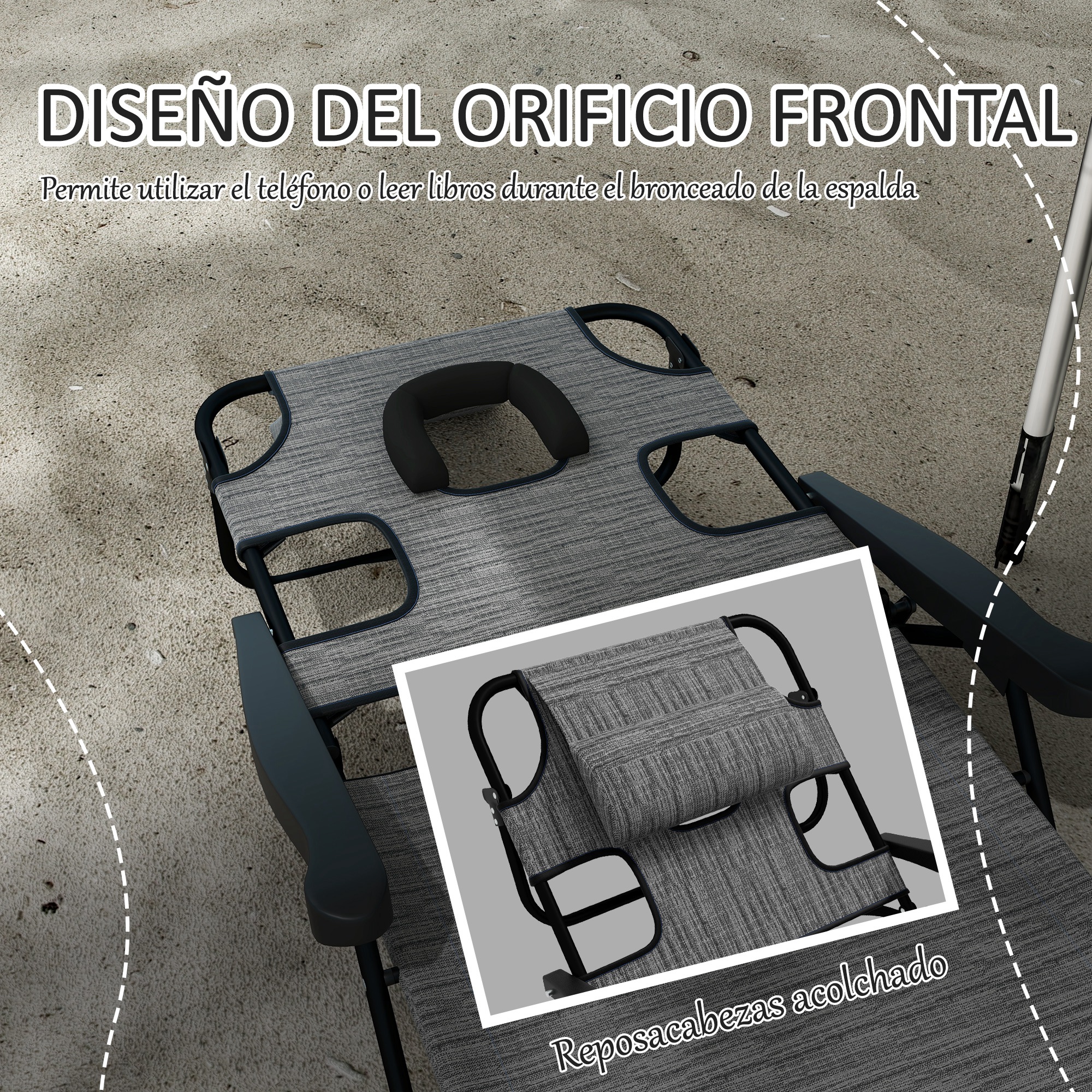Espreguiçadeira dobrável Outsunny cinza