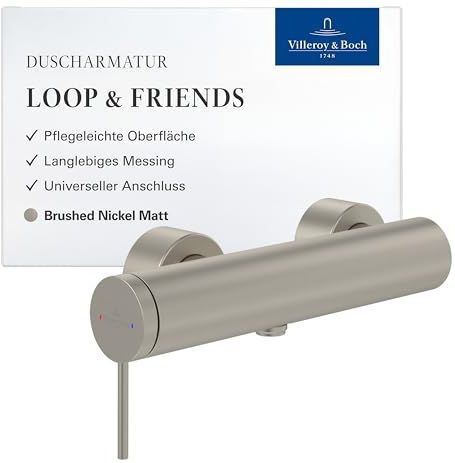 Villeroy & Boch Loop & Friends Douchekraan - Geborsteld Nikkel - Mengkraan