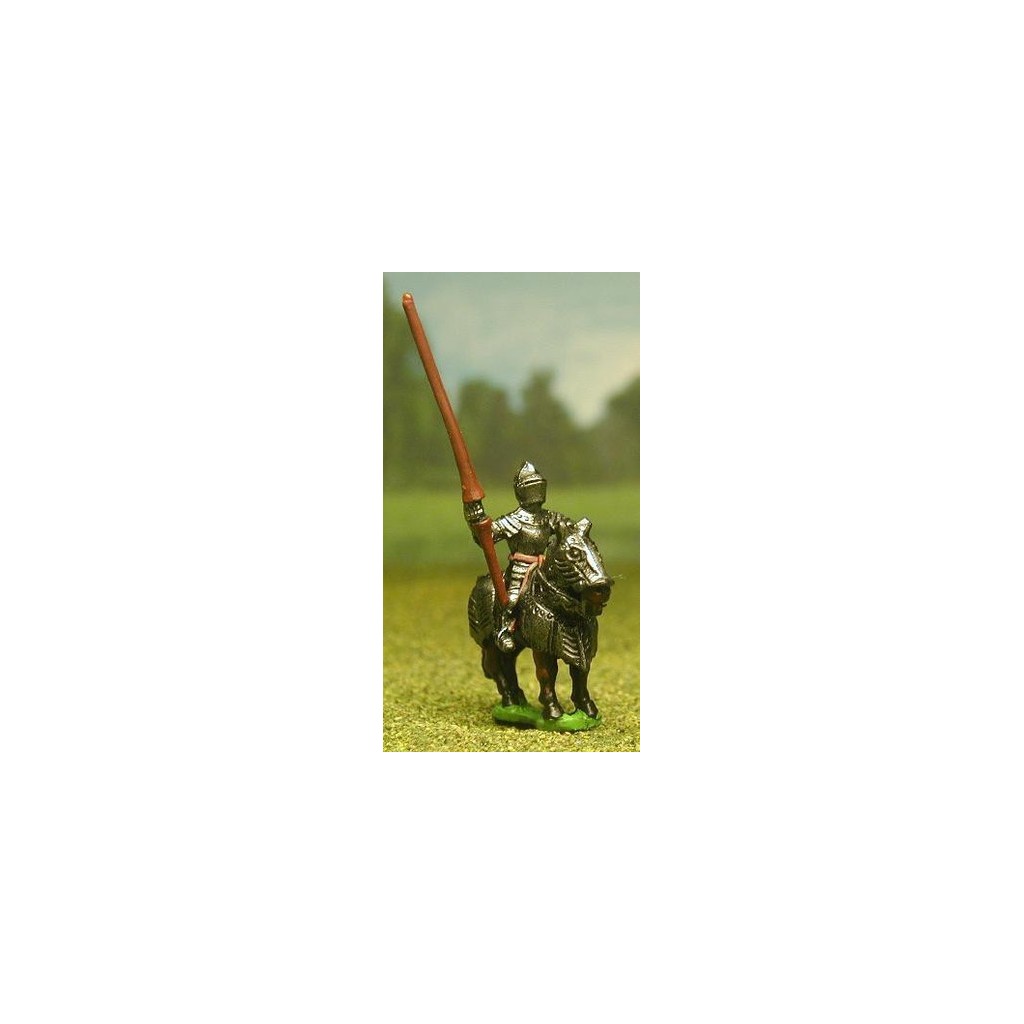 Late Medieval: Knights, 1400-1430AD in Full Plate & Great Helm, with Lance on Armoured Horse