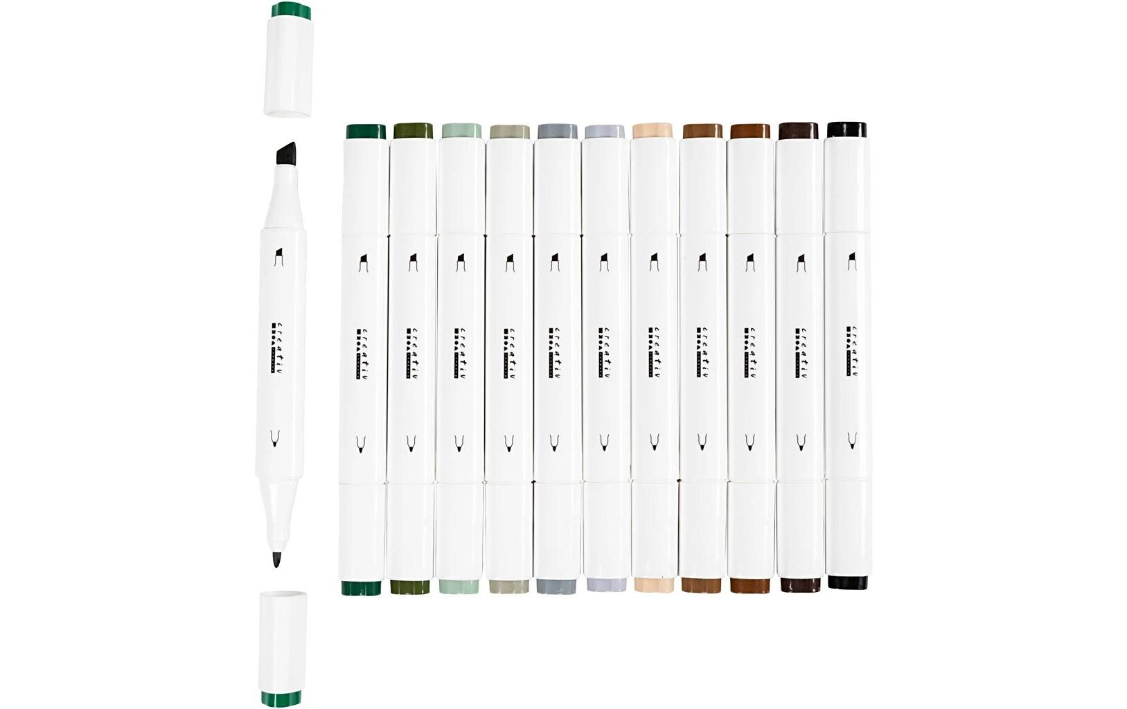 Kalligraphiemarker 1+ 8 mm, 12 Stück, Naturfarben2-in-1-Zeichenmarker