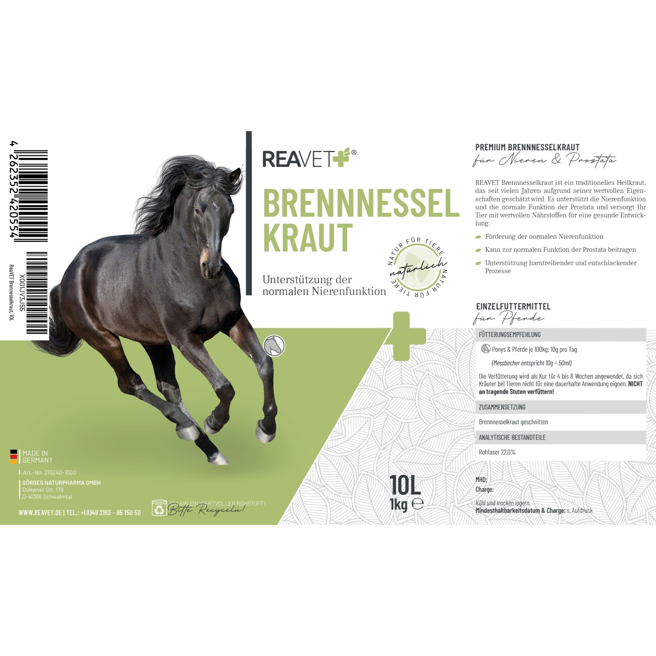 REAVET Brennnesselkraut geschnitten 10L