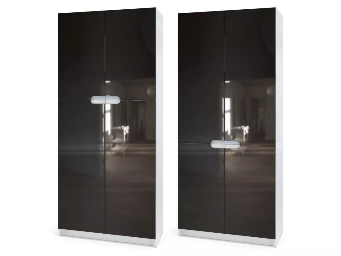 Armoire De Bureau Blanc Mat Et Facade Laquéé (lxhxp) : 82 x 185 x 37
