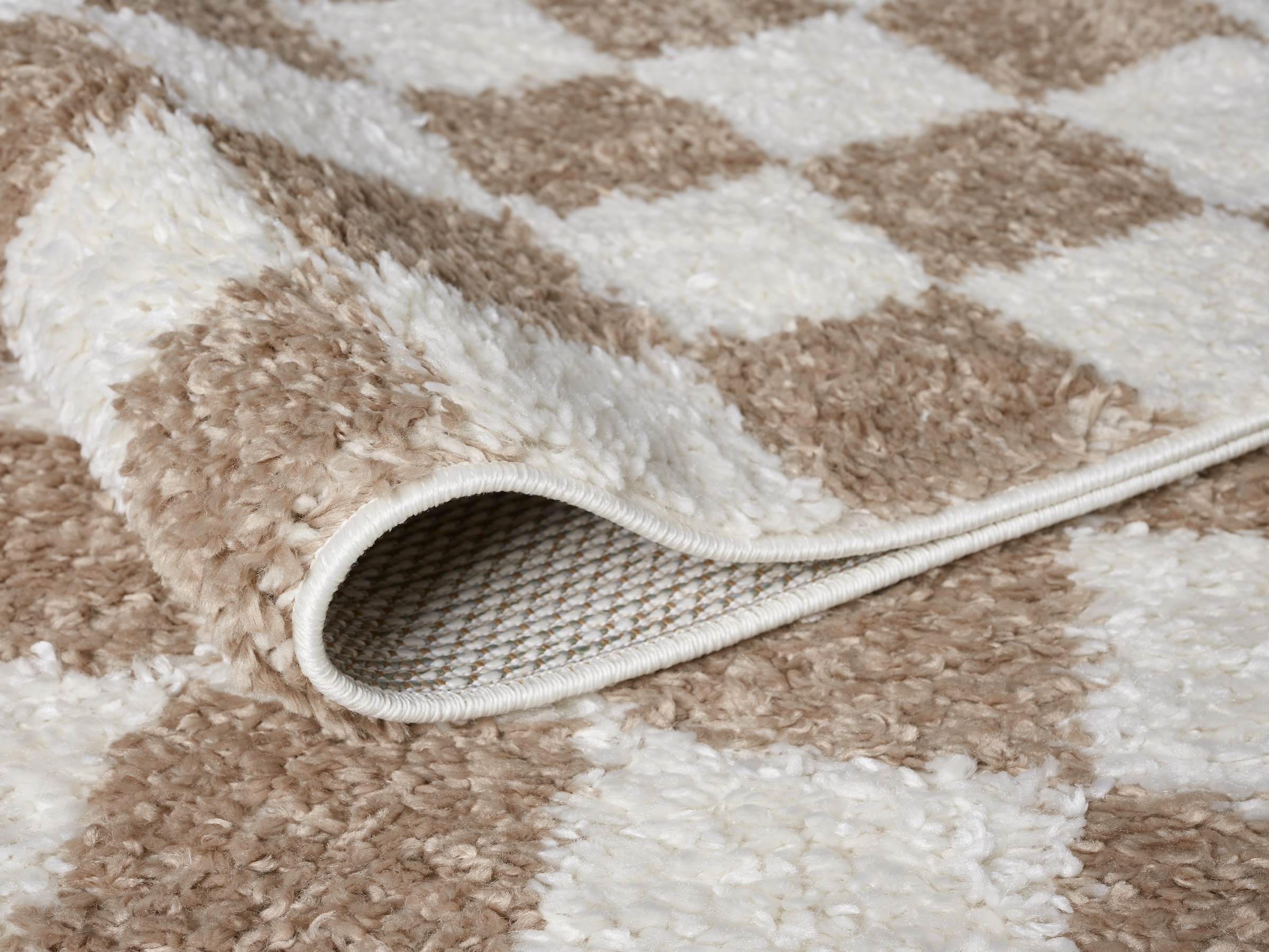 GOODproduct Hochflor-Teppich »Kiiki, Karo-Muster« rechteckig 30 mm Höhe Kariert, auffälliges Schachbrettmuster, Wohnzimmer, Schlafzimmer