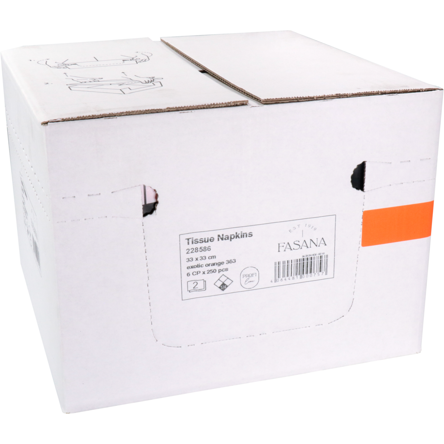 Servet, 1/4 vouw, 2-laags, 33x33cm, cellulose, oranje