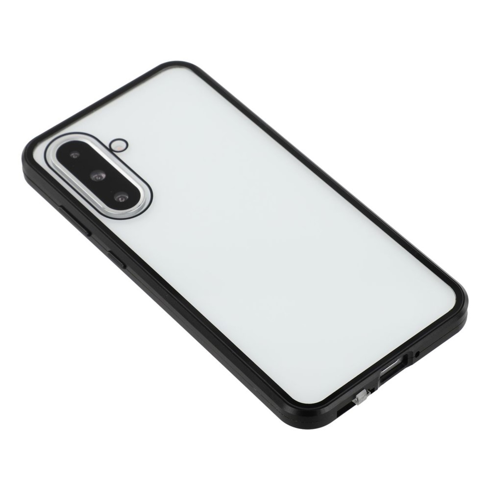 Samsung Galaxy A56 Magnetische Alu Schutzhülle mit Panzer Glas Backcover   Displayschutz (Magnet-Technologie) - Schwarz
