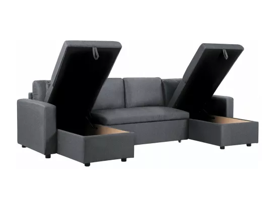 Canapé d'angle panoramique convertible en tissu 