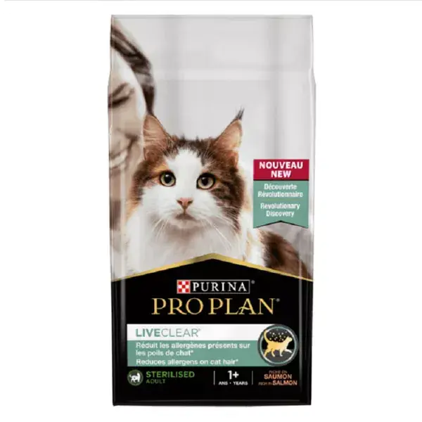 Ração esterilizada para gatos Purina Proplan LiveClear sabor salmão, 2,8 kg