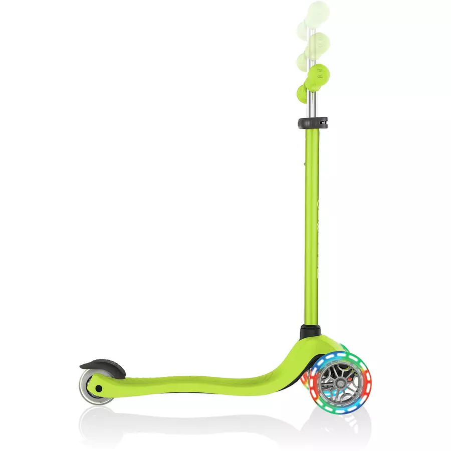 GLOBBER Scooter PRIMO LIGHTS lime grün, mit Leuchtrollen