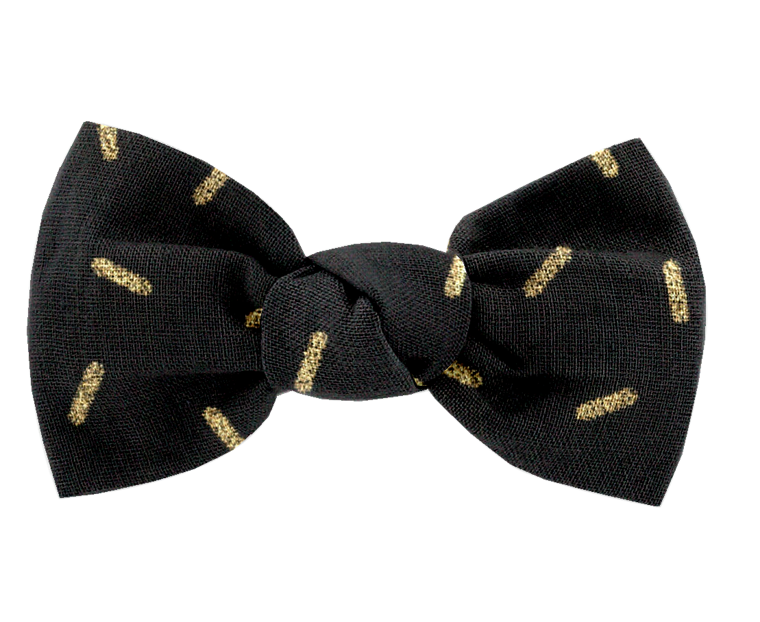 Barrette Petit Noeud Paille Dorée Noir