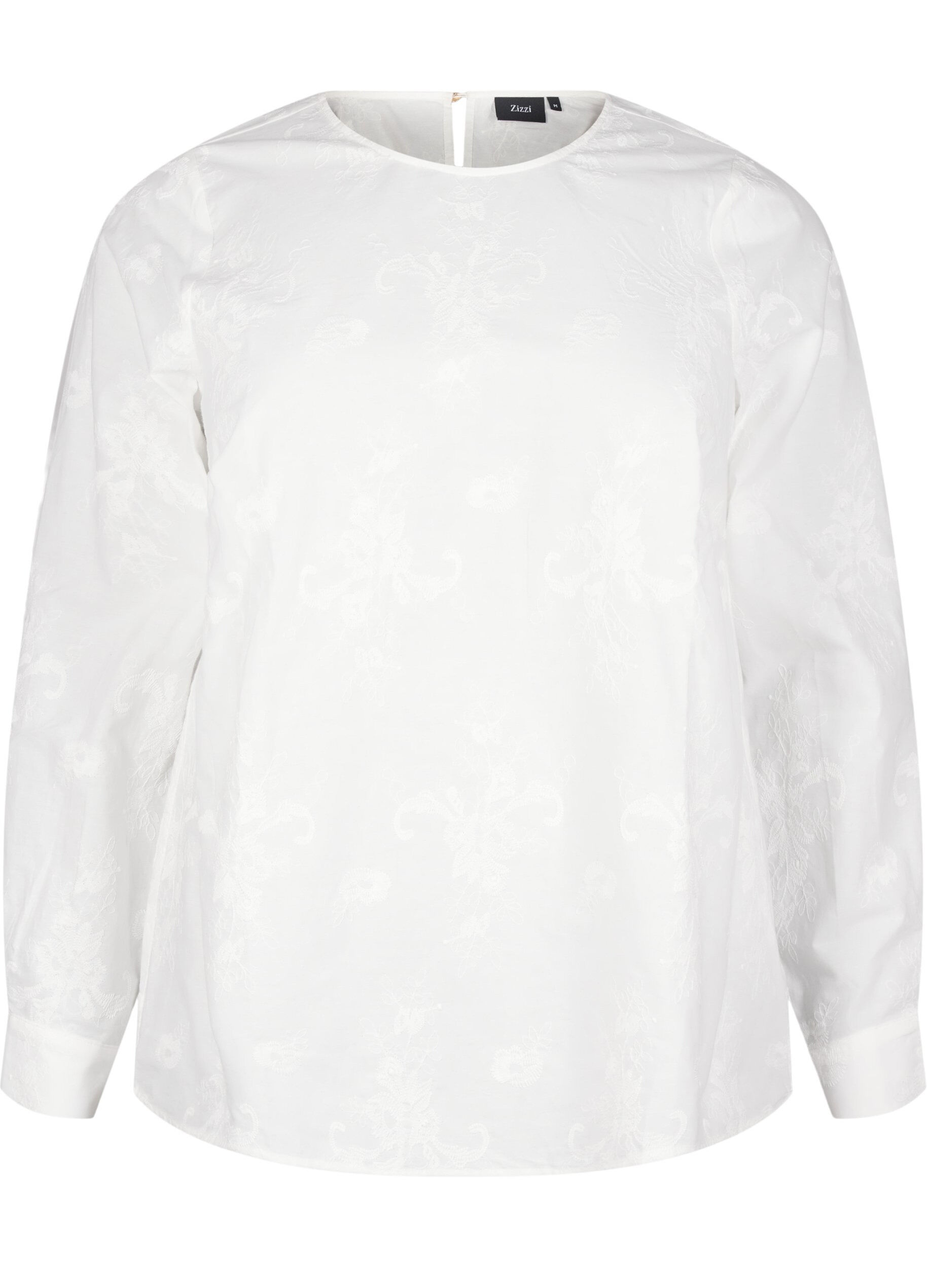 Langærmet bluse med broderi