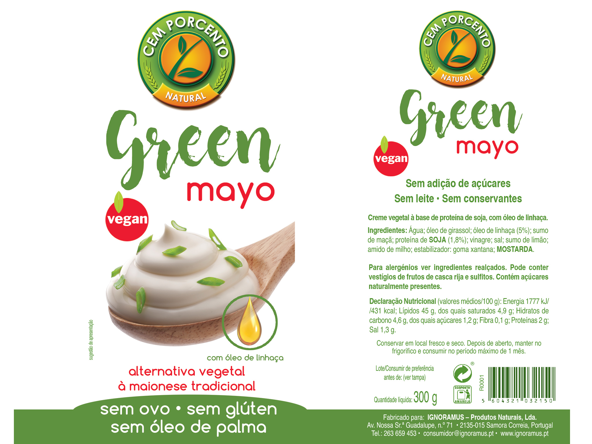 MOLHO CEM PORCENTO VEGAN TIPO MAIONESE 300G