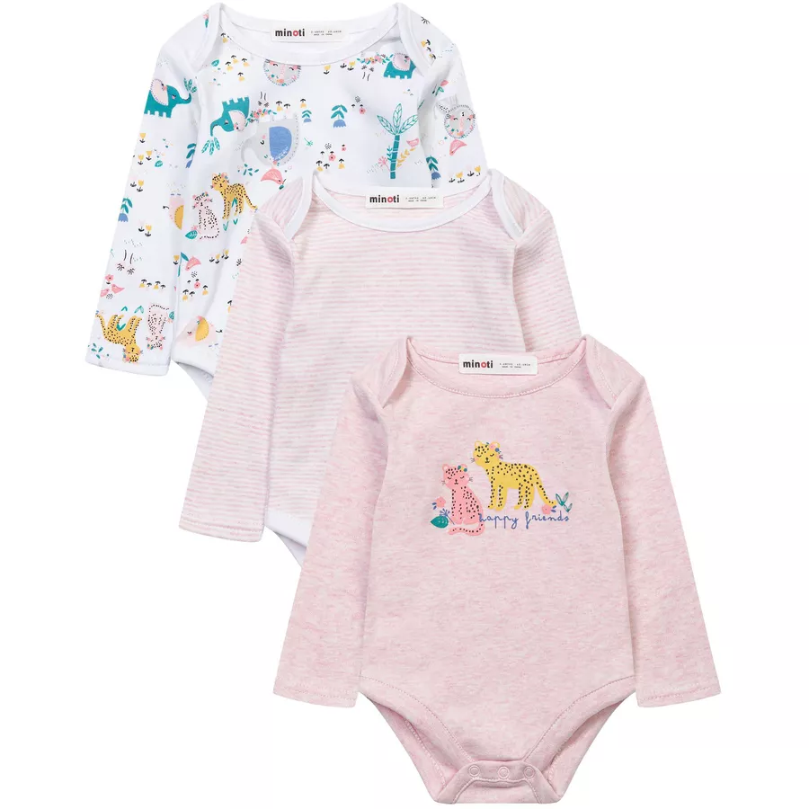MINOTI 3er-Pack Bodys RosaWeiß