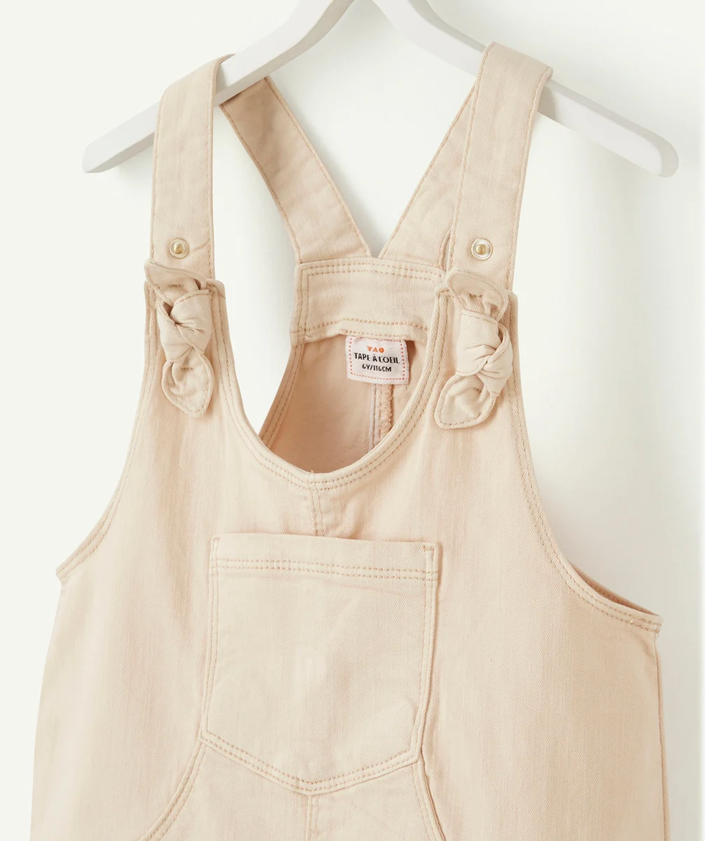 SALOPETTE COURTE EN JEAN FILLE ÉCRUE