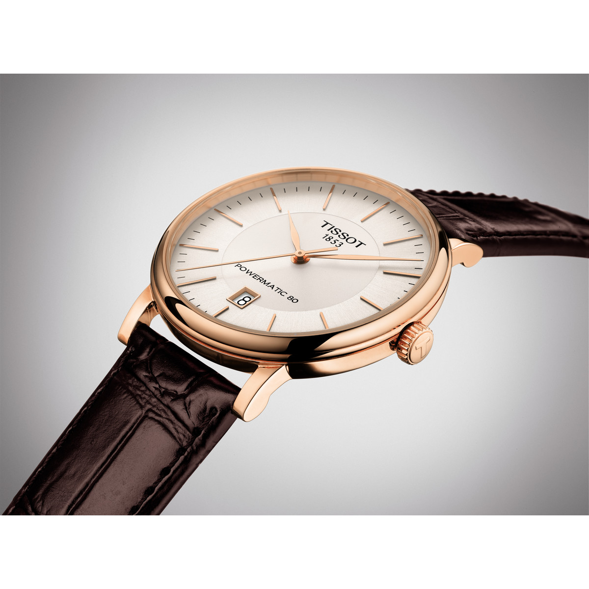 Montre Tissot homme automatique acier cuir marron