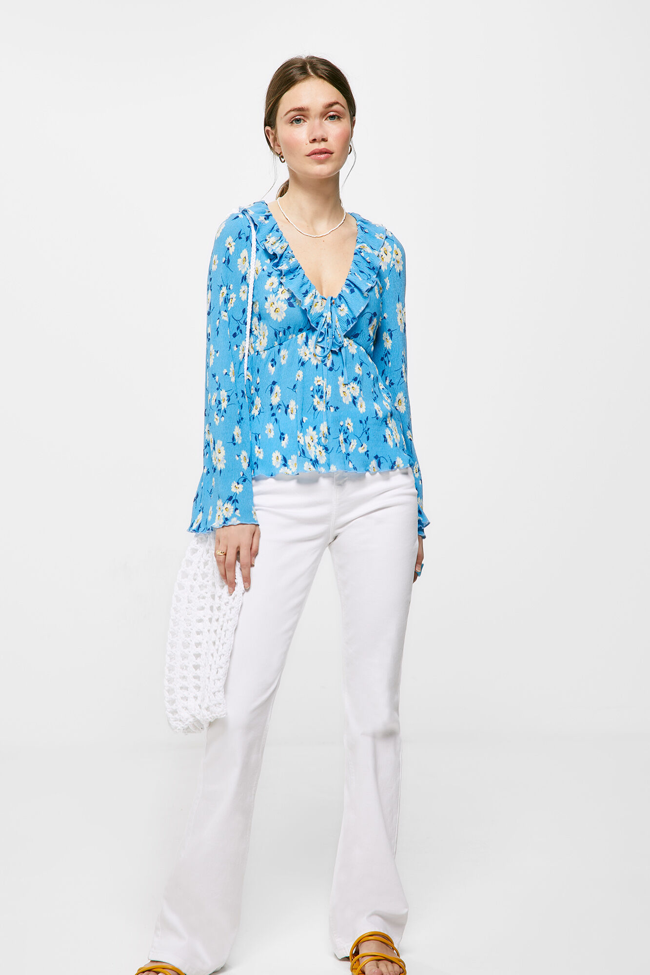 Blusa em crepe de poliéster - Estampa turquesa