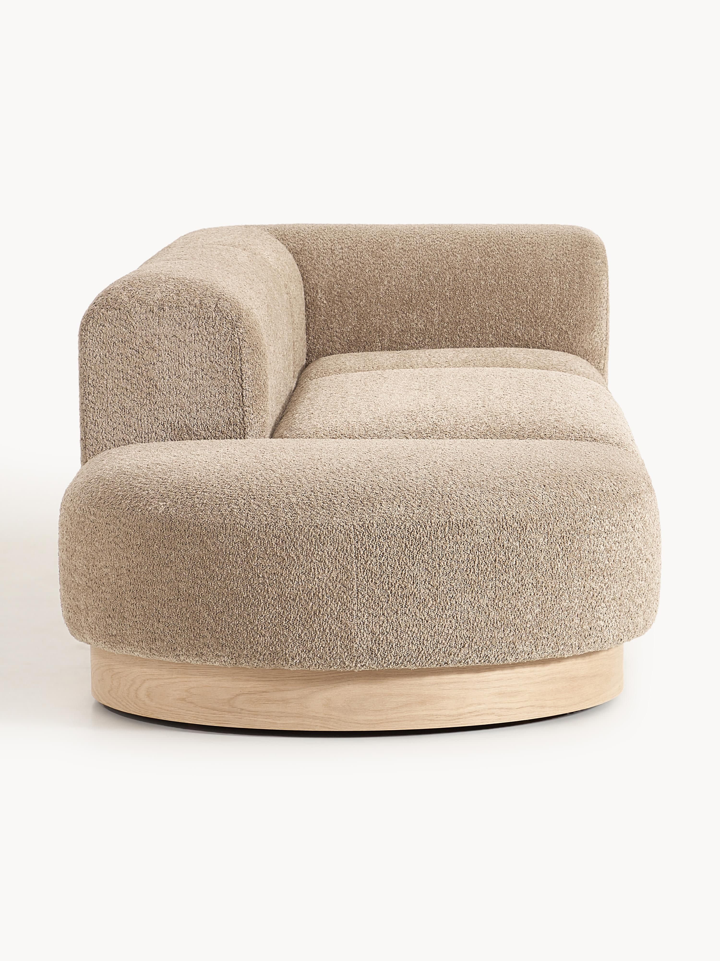 Modulaire chaise longue Natalie van teddy-bouclé met poef (links/rechts)