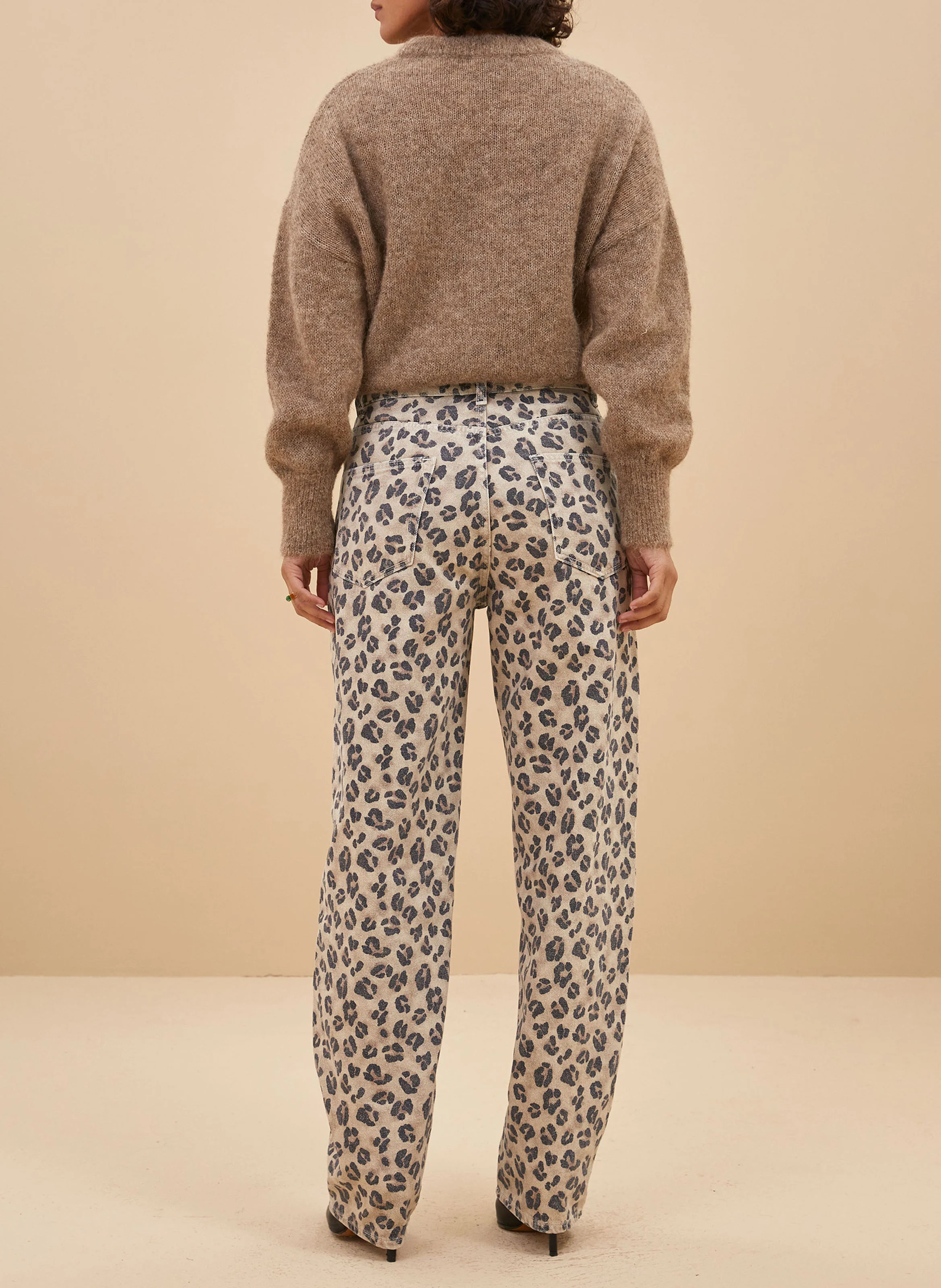 LEW - Jean droit imprimé en coton bio | Beige