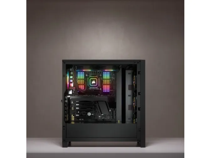 CORSAIR | iCUE 4000X RGB – Miditower - ATX - ingen strømforsyning - Sort - USB/Lyd
