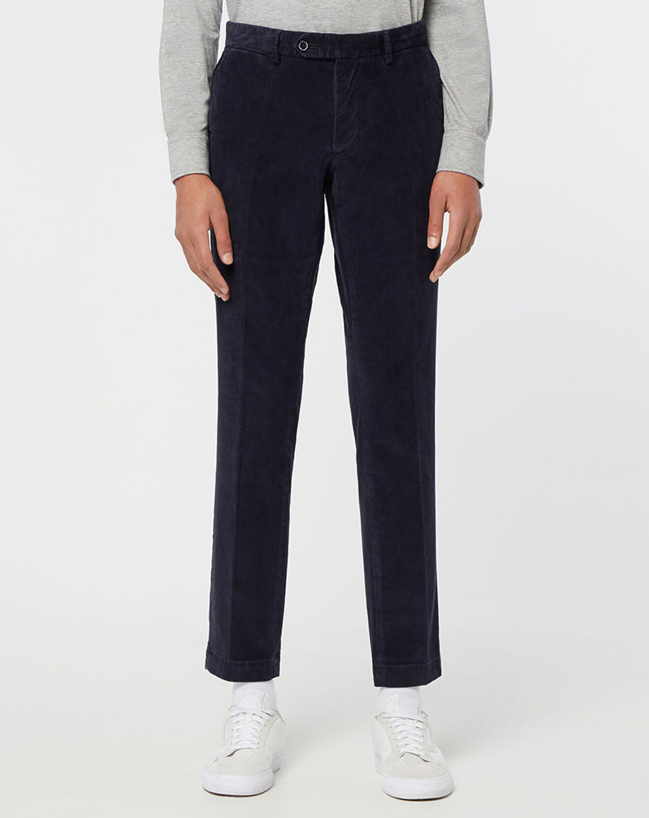Hackett London Pantalon Chino Slim en Velours côtelé bleu marine