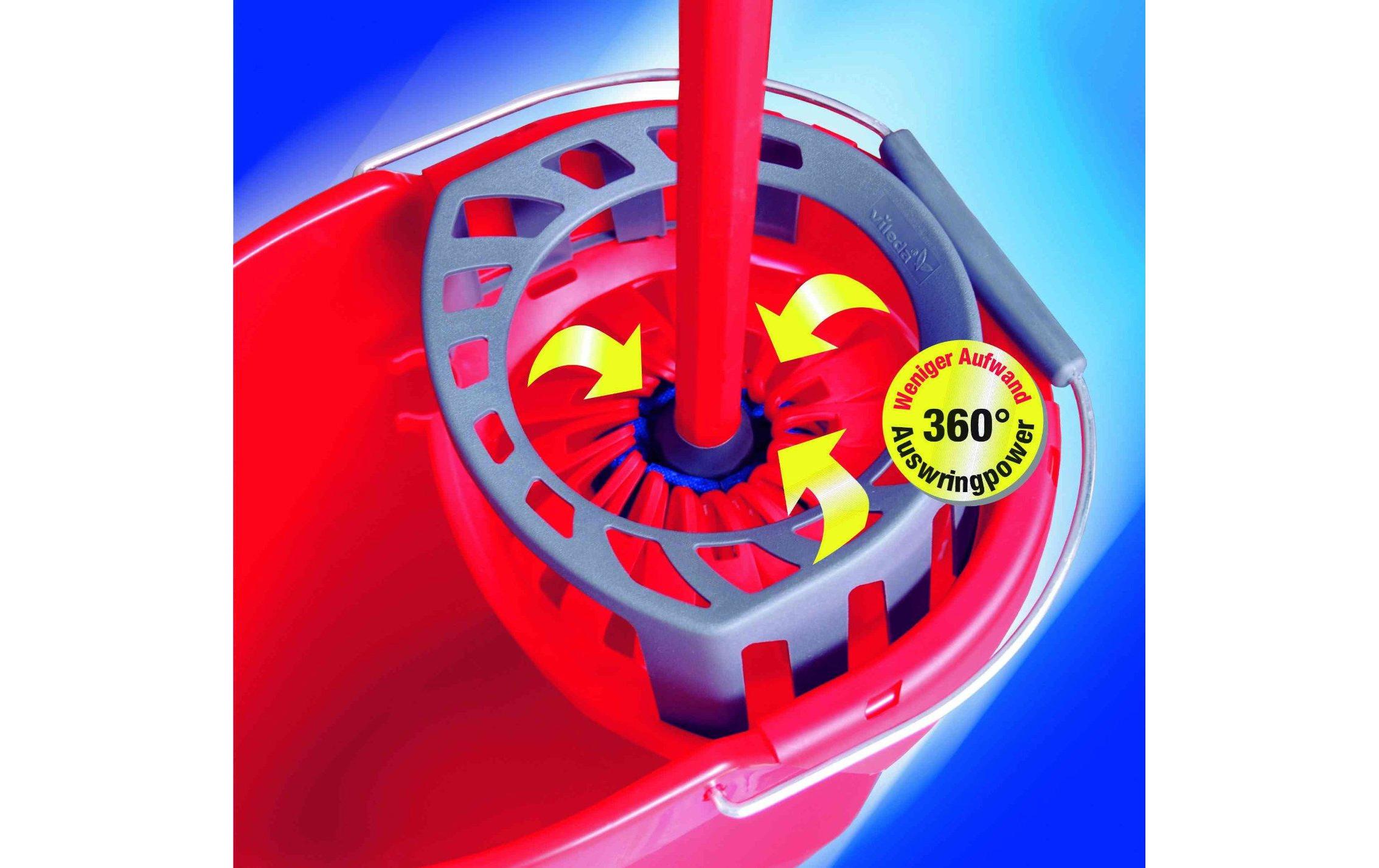 Wischmop-Eimer SuperMocio Eimer, 15 l, RotEimer inklusive Power-Presse