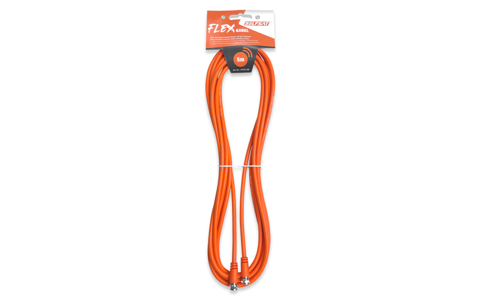 Selfsat Flex Koaxial Kabel mit 2x F Stecker 1,5 Meter