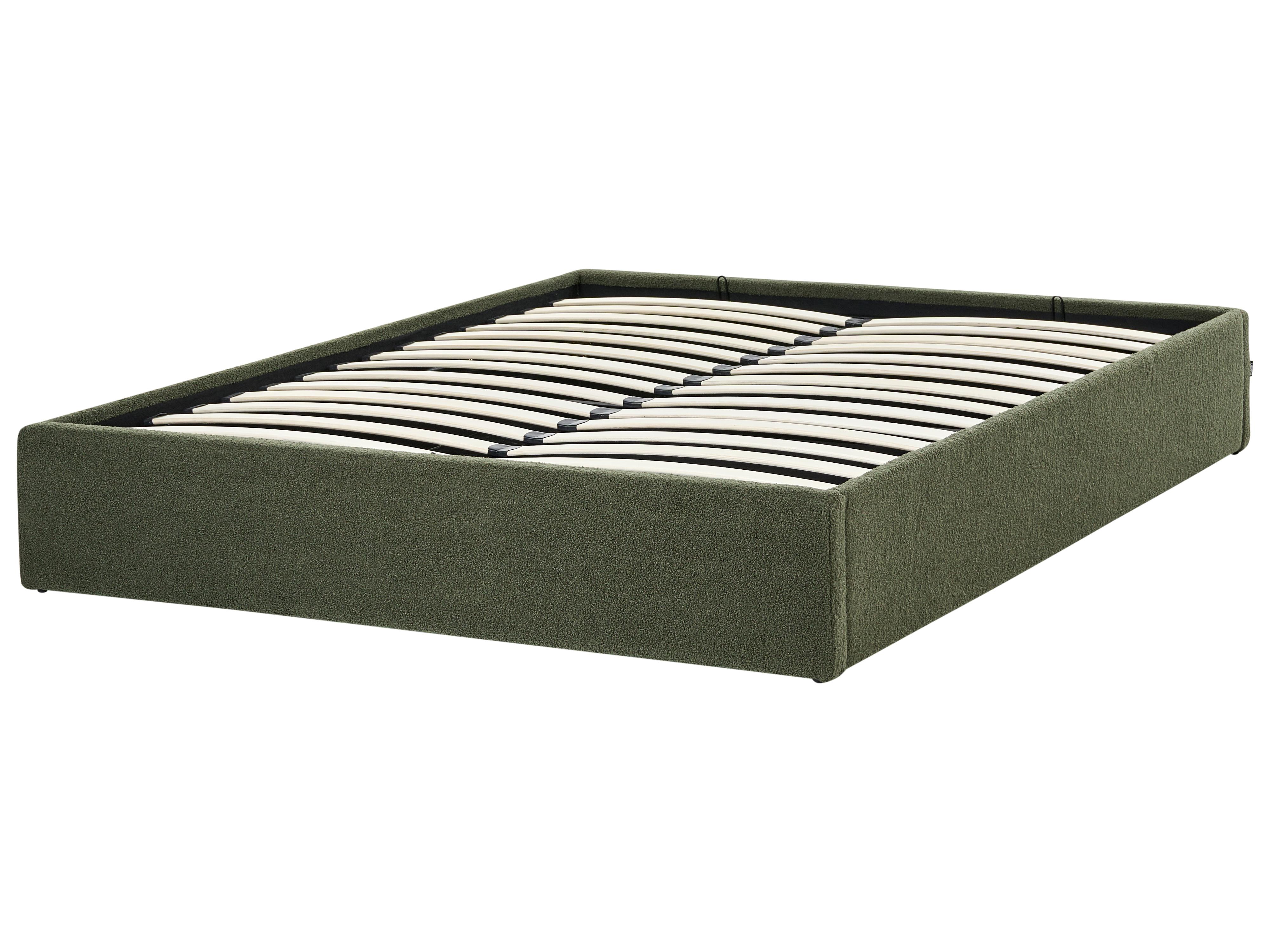 Opbergbed zonder hoofdbord Bouclé DINAN 160 x 200 cm Donkergroen