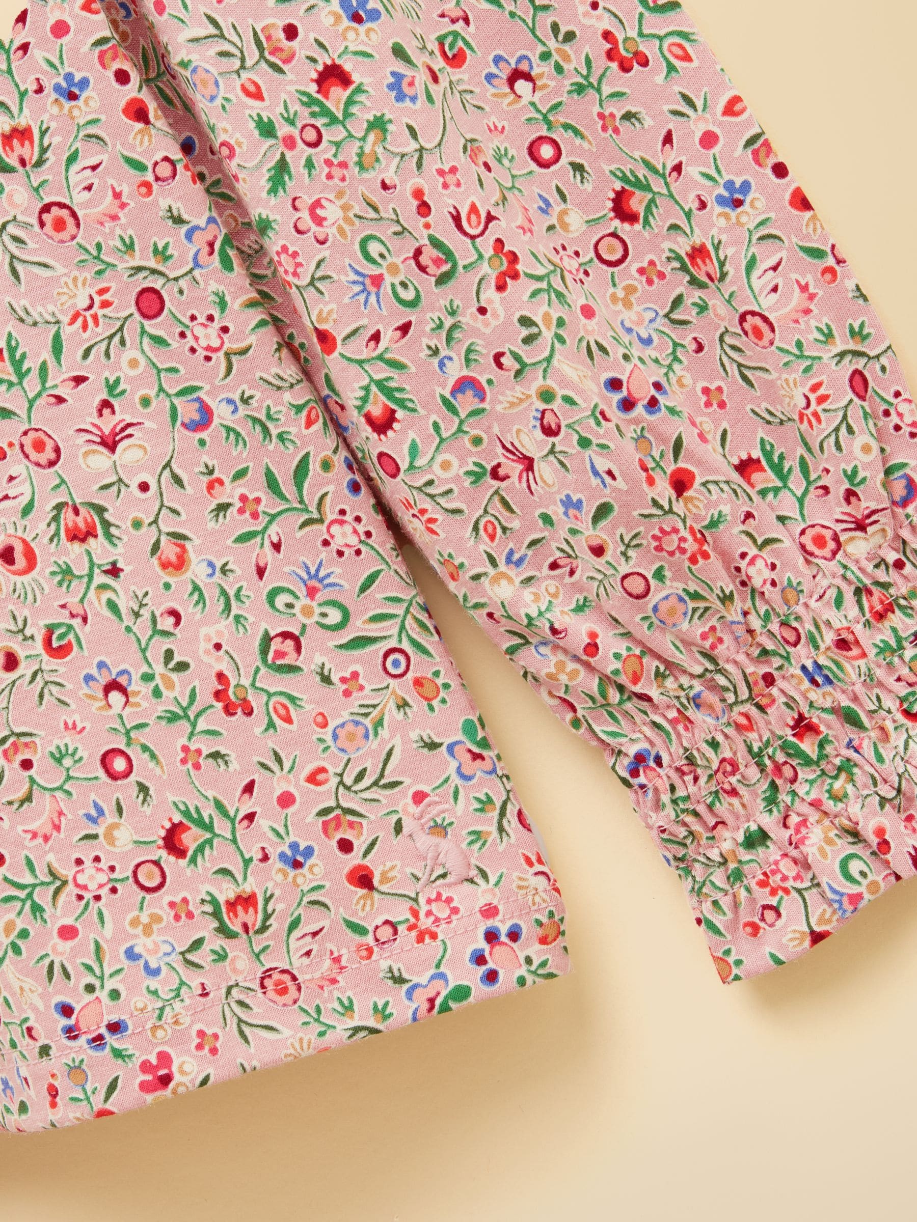Roze met vrolijke print - Joules Girls' Flutter Long Sleeve Cotton Top