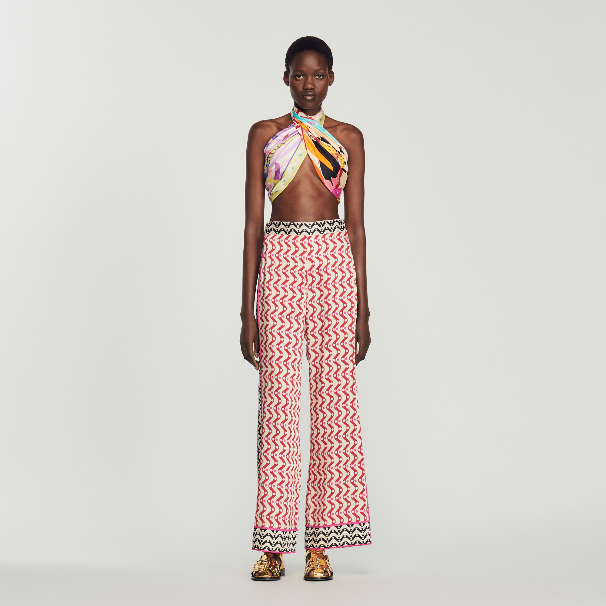 Pantalon fluide imprime etoiles