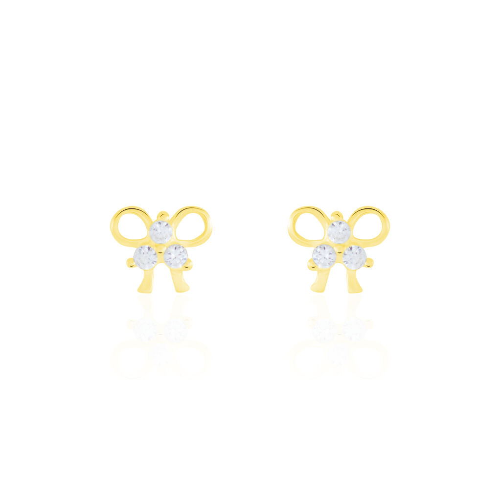 Boucles D'oreilles Puces Darina Noeud Or Jaune Oxyde De Zirconium