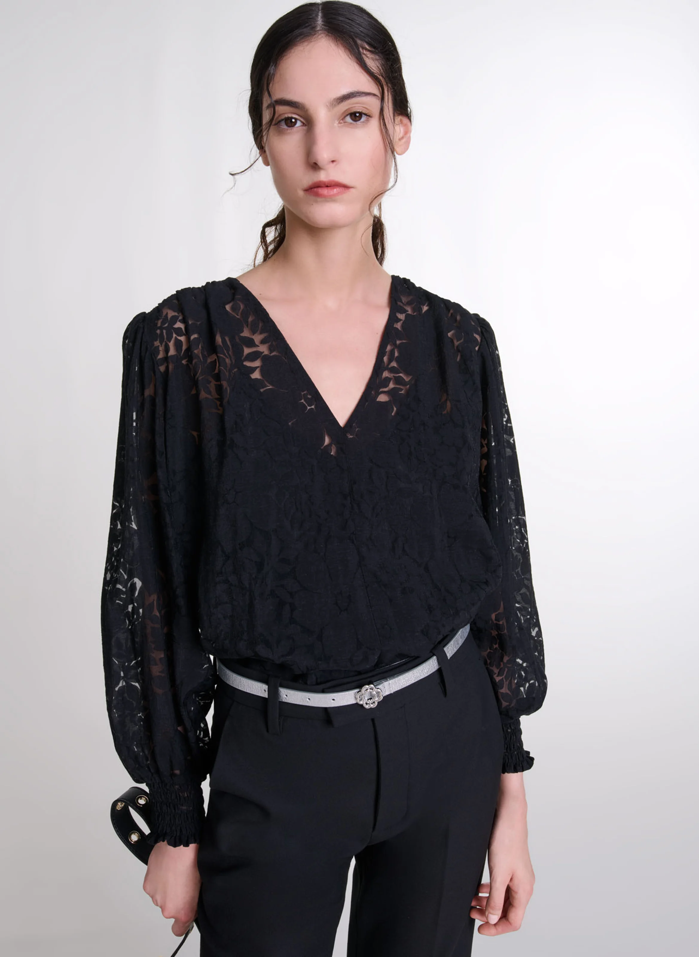 Top manches longue à motifs | Noir