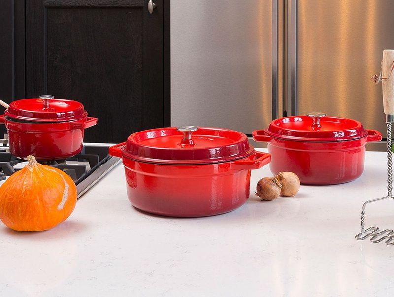 Sola - Gietijzer Braadpannen - Oranje/Rood - Ø 28 cm - Geschikt voor Elke Warmtebron