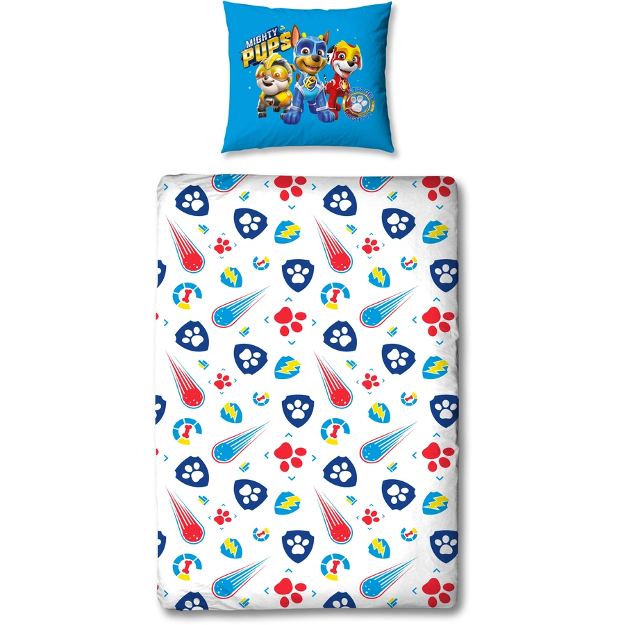 MTOnlinehandel Bettwäsche Kinder-Bettwäsche Mädchen und Jungen Lizenzmotiv, 80x80 + 135x200 Mighty Pups Paw Patrol