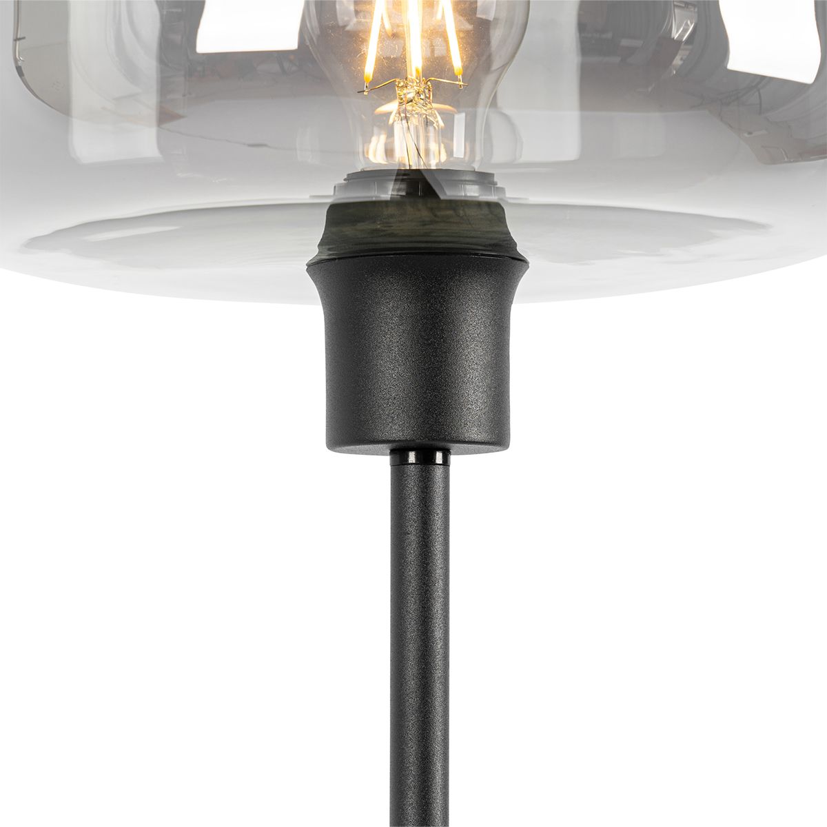 Art deco vloerlamp zwart met smoke glas - Bizle